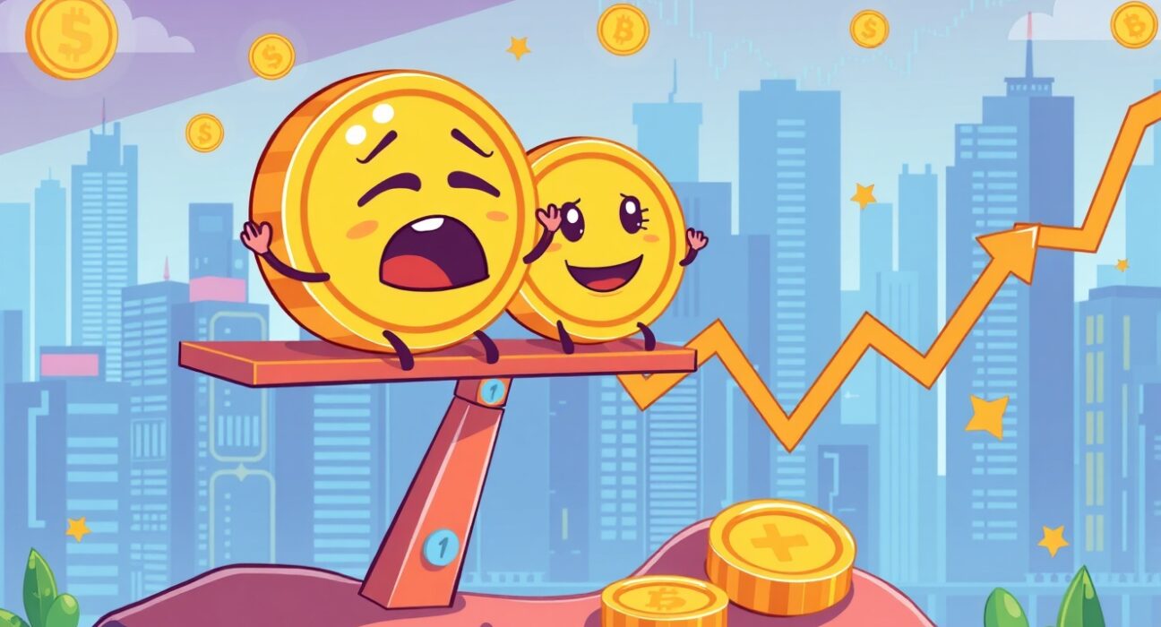 Gemini Q3 loss illustrated through animated cryptocurrency exchange with mixed financial performance indicators