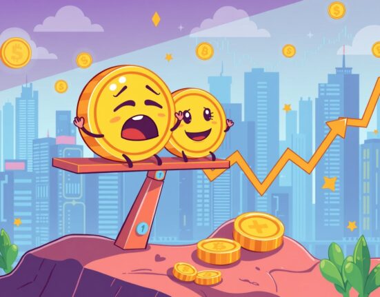 Gemini Q3 loss illustrated through animated cryptocurrency exchange with mixed financial performance indicators