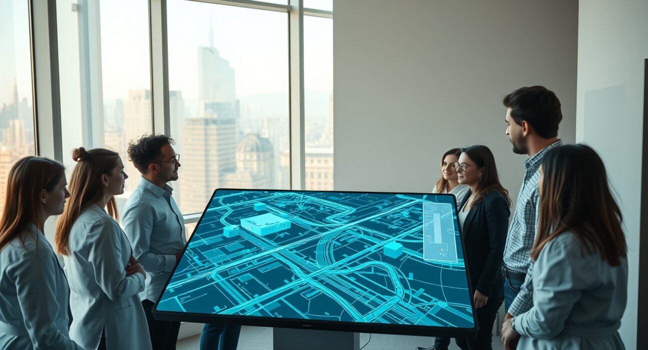 Team of researchers at General Intuition working on AI world model simulation in a modern New York office