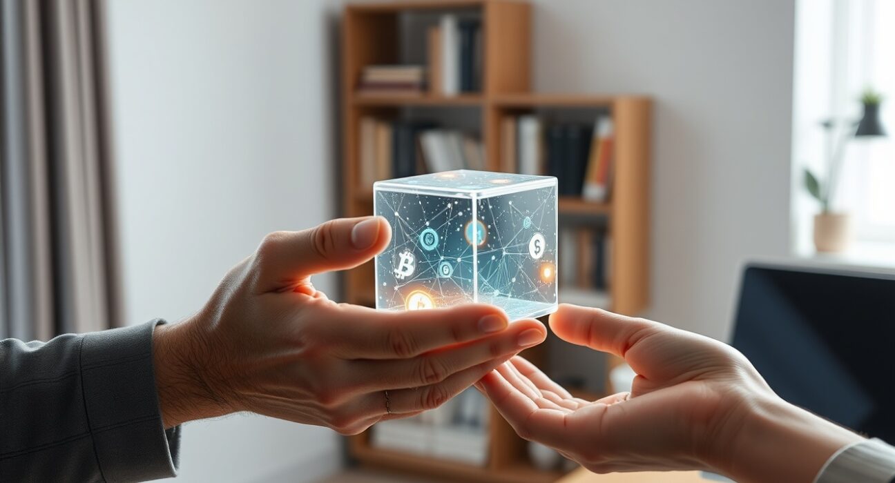 Symbolic representation of a generational wealth transfer to cryptocurrency and digital assets.