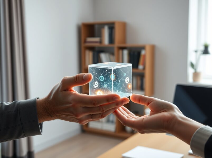 Symbolic representation of a generational wealth transfer to cryptocurrency and digital assets.