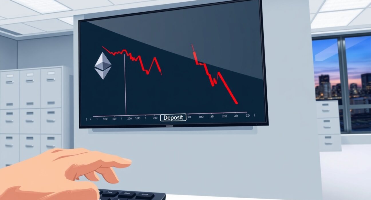 Genesis Trading ETH deposit triggers potential sell pressure on Ethereum price chart in office setting