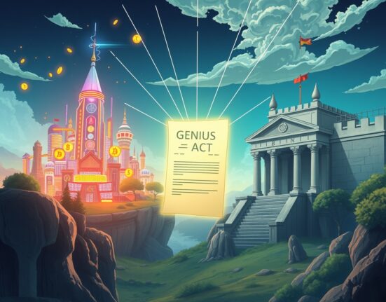 The GENIUS Act causing a clash between US cryptocurrency innovators and traditional banking institutions over stablecoin regulation.