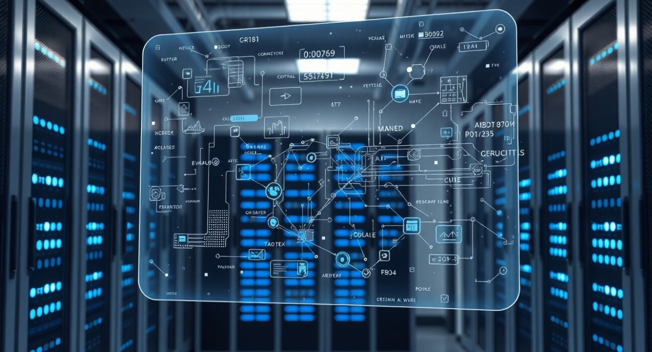 Gensyn mainnet launch with AI information market Delphi data visualization in modern data center