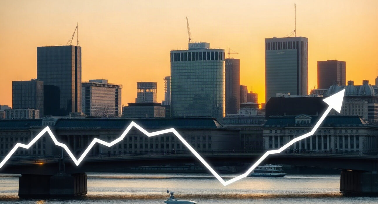 Frankfurt skyline with European Central Bank building as German Bund yields rise to highest since 2011.