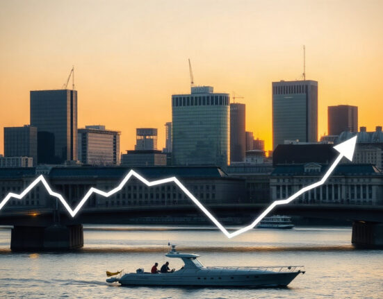 Frankfurt skyline with European Central Bank building as German Bund yields rise to highest since 2011.