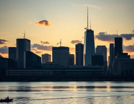 Frankfurt skyline with European Central Bank headquarters at dusk, symbolizing German bond market stability.