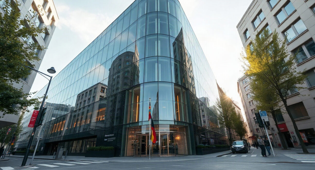 The Ifo Institute building in Munich on a sunny day, symbolizing Germany's resilient economy.