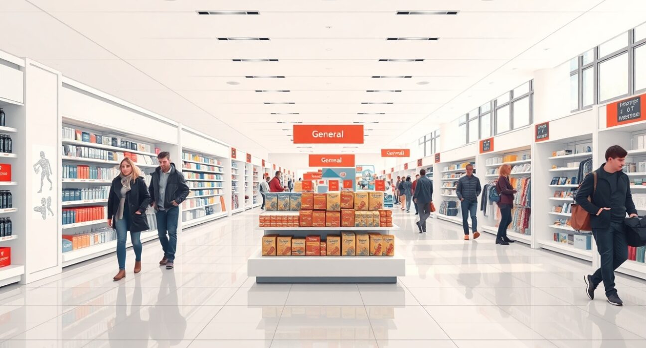 An empty German department store illustrating the unexpected decline in retail sales and weak consumer spending.