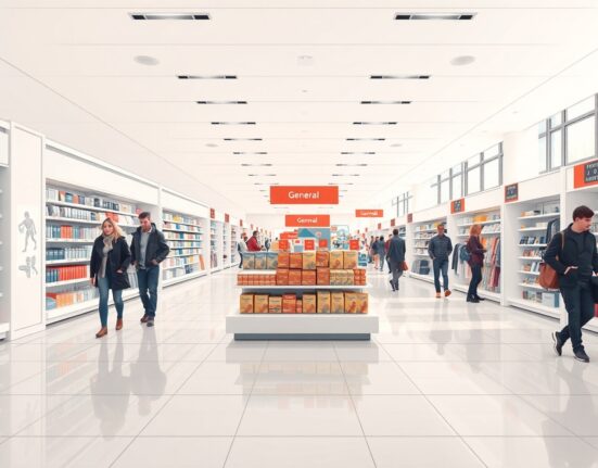 An empty German department store illustrating the unexpected decline in retail sales and weak consumer spending.