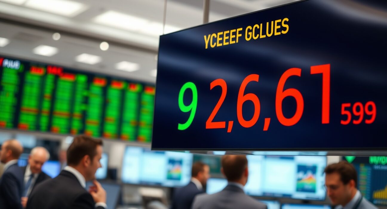 Financial market display showing German 2-year Bund yield data on a trading floor in Frankfurt