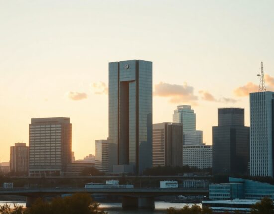Frankfurt skyline with the European Central Bank building, representing German bond market activity.