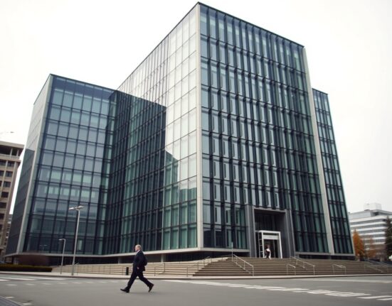 European Central Bank headquarters in Frankfurt, Germany, on a cloudy day, representing Eurozone monetary policy.