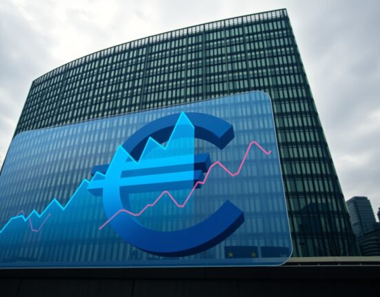 European Central Bank Frankfurt headquarters with energy price charts overlay representing Germany's inflation pressure
