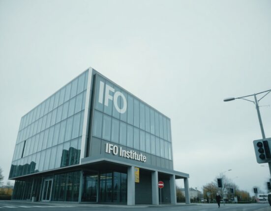 IFO Institute building in Munich, Germany, on a cloudy day, representing the release of the Business Climate Index.