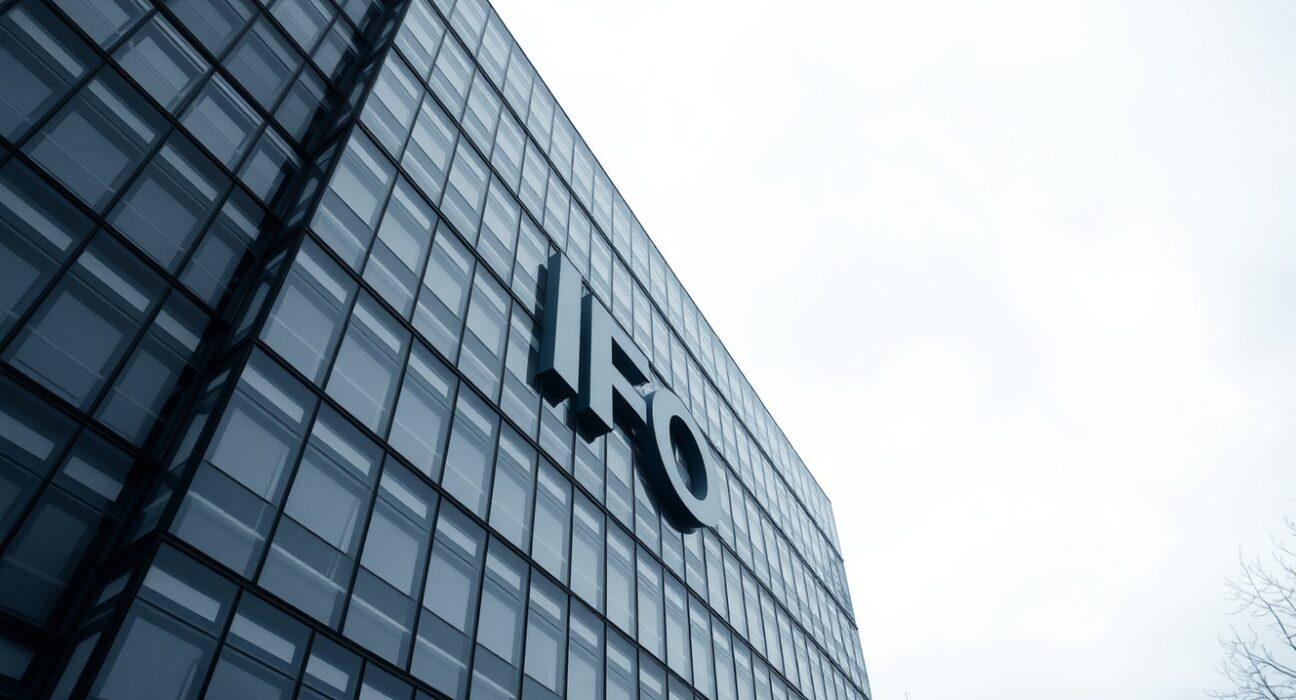 Exterior of the IFO Institute building in Munich on a cloudy day.