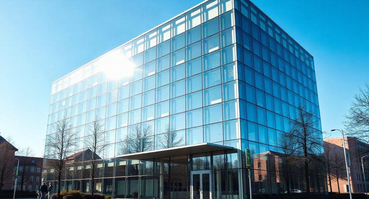 Exterior of the German Federal Statistical Office (Destatis) building in Wiesbaden on a sunny day.