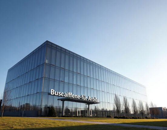 Bundesagentur für Arbeit headquarters in Nuremberg, Germany, representing the latest unemployment data release.