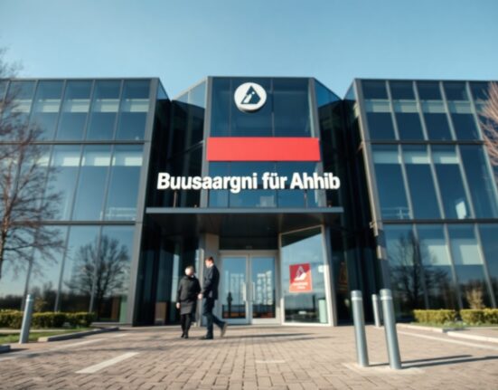 Exterior of the Federal Employment Agency headquarters in Nuremberg, Germany, on a sunny day.