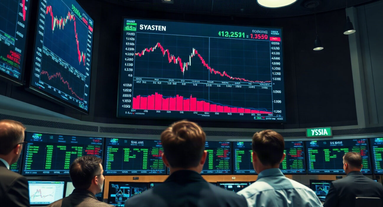 Traders monitoring bond market movements on screens in a modern trading floor