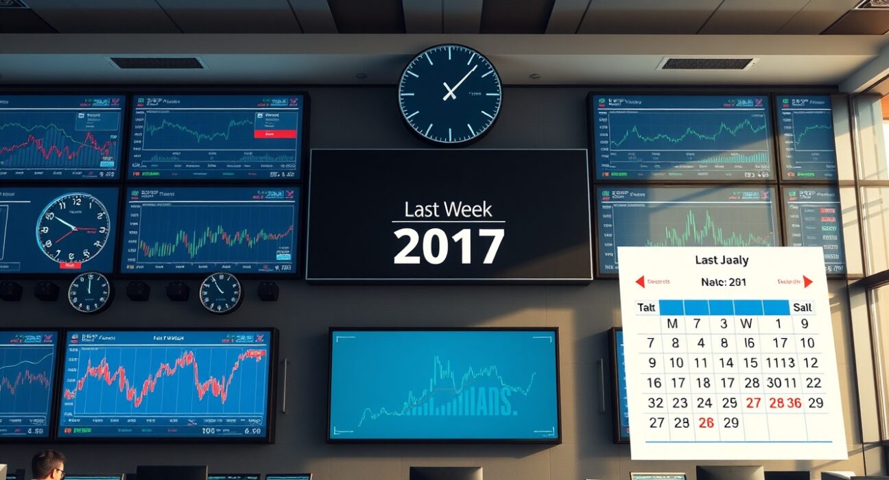 Financial newsroom with screens showing global economic data and a calendar for late July 2026
