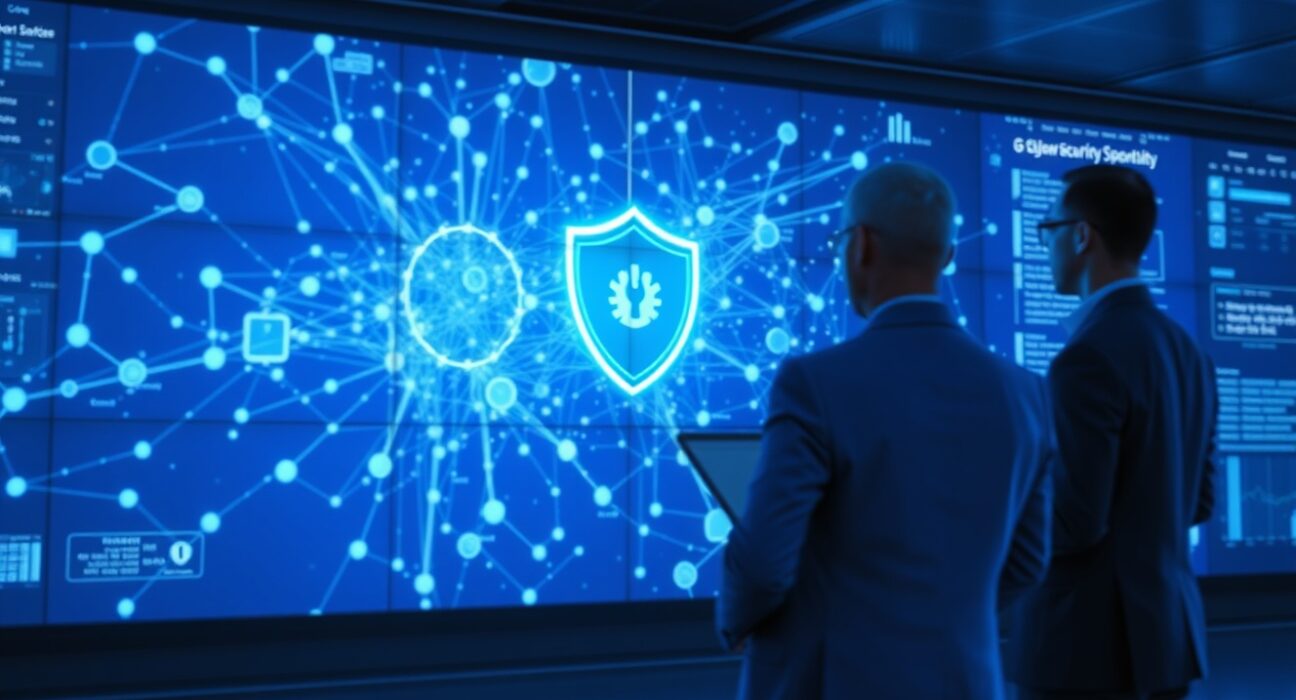 Glow cybersecurity startup AI endpoint security platform display wall