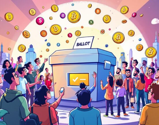 A cartoon illustration showing the GMX Community Vote on reimbursement options, highlighting collective decision-making for recovery.