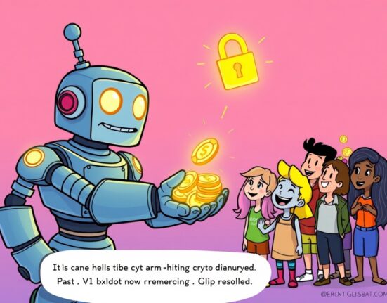 A GMX robot delivering a successful GMX payout to GLP holders, symbolizing effective crypto compensation after a V1 exploit.