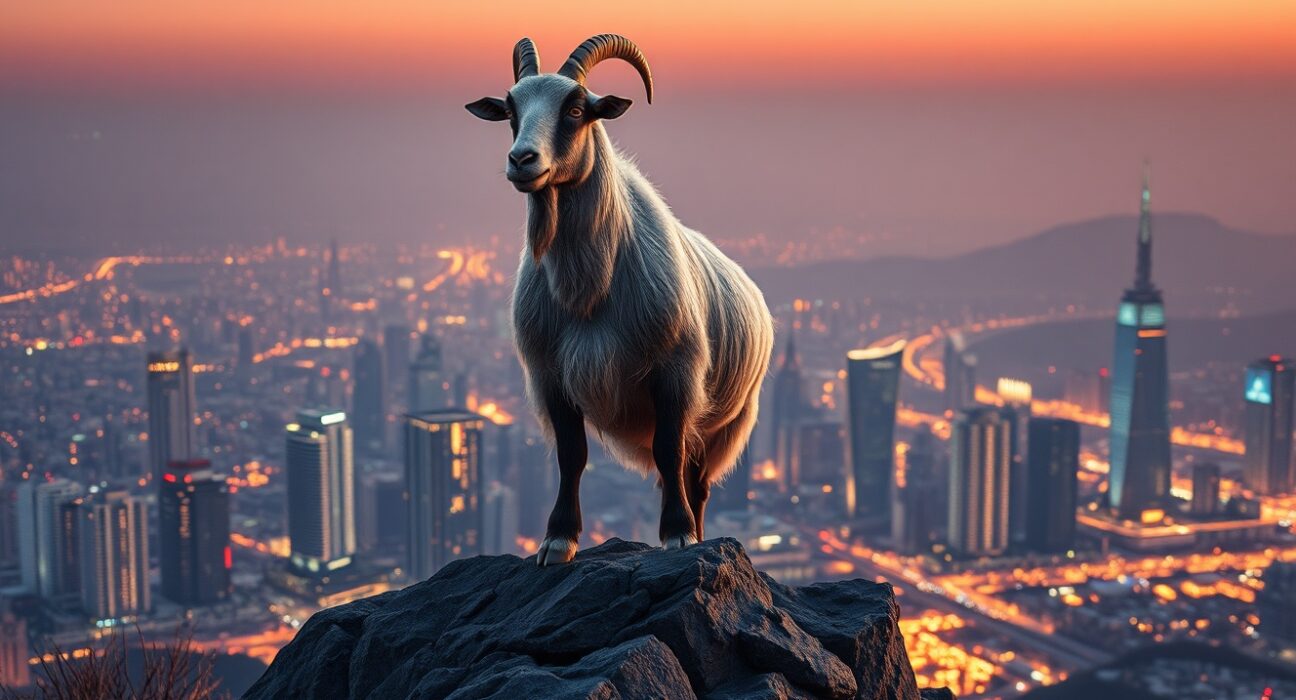 Goatseus Maximus (GOAT) cryptocurrency price prediction analysis and future market outlook illustration.