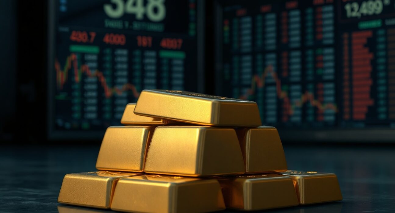 Gold bars in a vault representing falling precious metals prices amid US inflation data