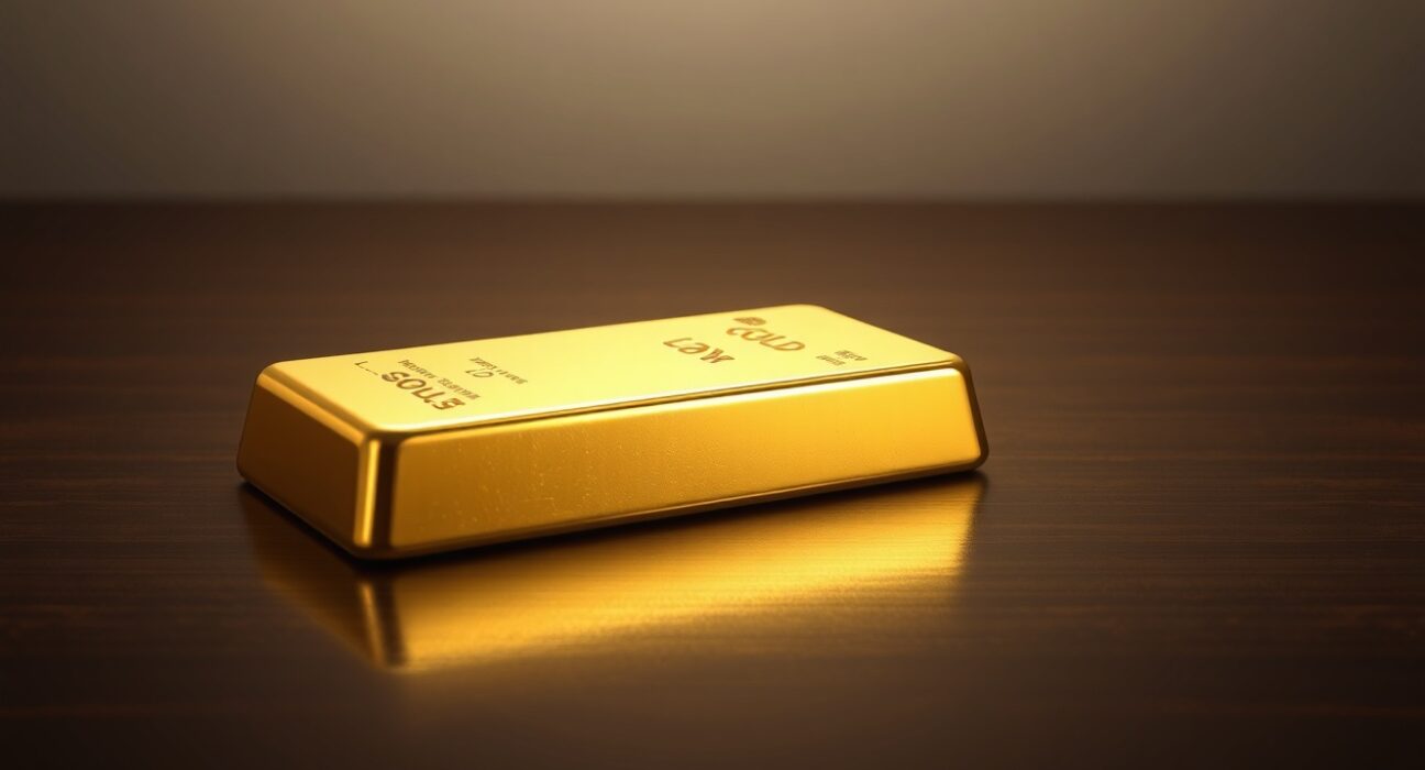 Gold bar on dark surface representing rising safe-haven demand after weak US jobs data