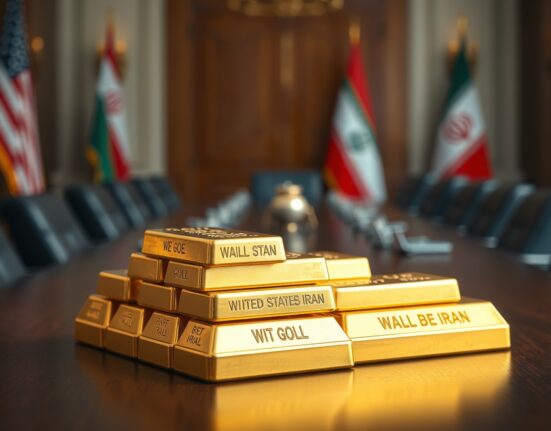 Trader monitors rising gold prices on screens in a modern financial office