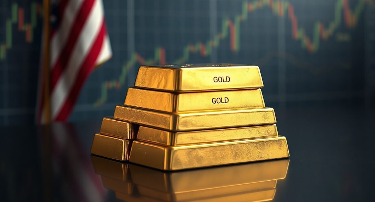Gold bullion bars reflecting market trends, symbolizing price rebound.