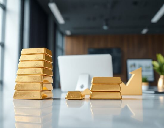 Gold bars with a subtle upward trend chart in the background, representing July's positive ETF flows