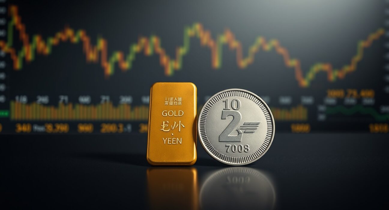 Gold bar and Japanese yen coin representing gold extends rally as Japan intervention hammers US Dollar
