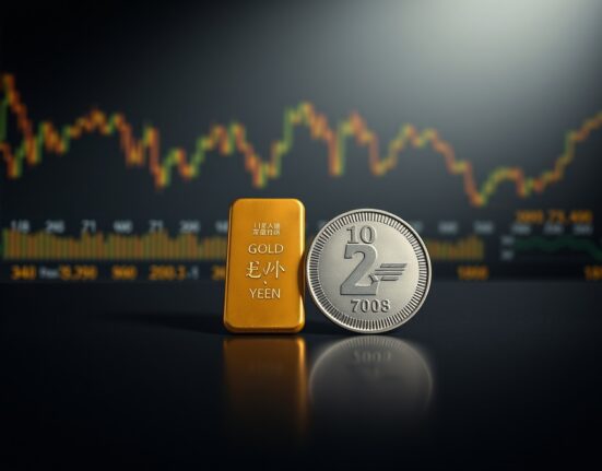 Gold bar and Japanese yen coin representing gold extends rally as Japan intervention hammers US Dollar