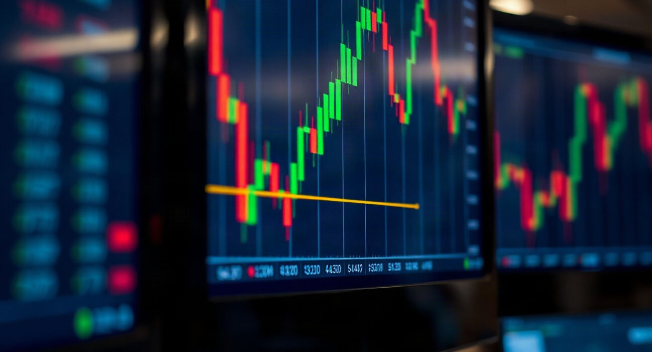 Gold price chart showing a five-day consolidation range between $4,310 and $4,449 on a trading screen.