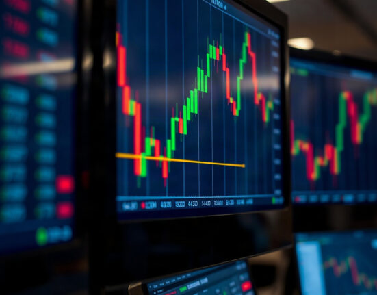 Gold price chart showing a five-day consolidation range between $4,310 and $4,449 on a trading screen.