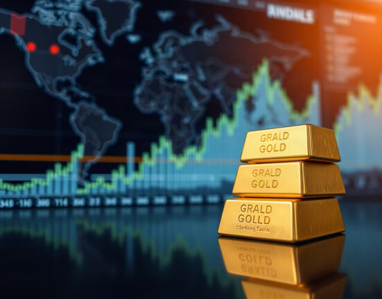 Gold bullion bars stacked, reflecting market uncertainty and safe-haven demand
