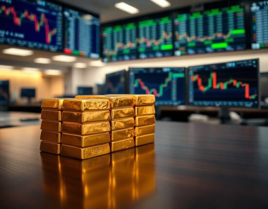 Gold bars on a trading desk reflecting market uncertainty