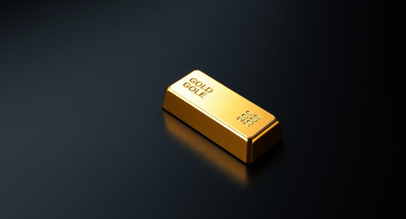 Gold bar on dark surface representing precious metals market and price analysis
