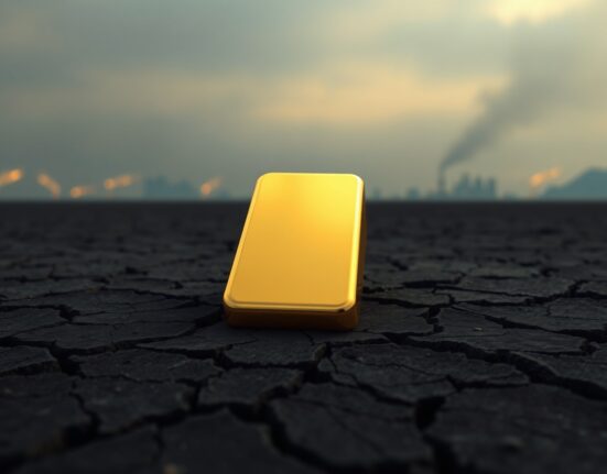 Gold bar on cracked dry earth representing gold as an inflation hedge amid energy shocks, as analyzed by BNY.