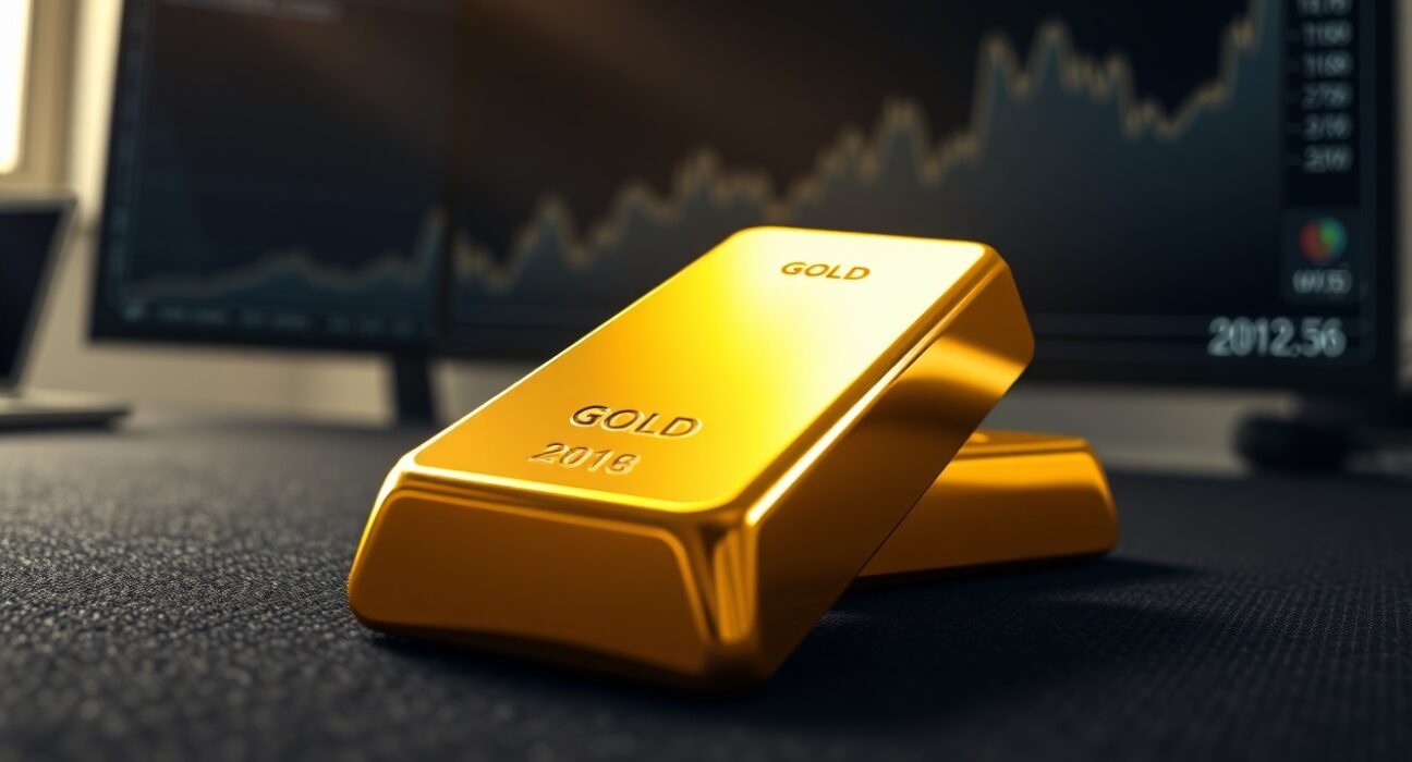 Gold price analysis with bullion bar and market chart, highlighting XAU/USD stability above $4,750.