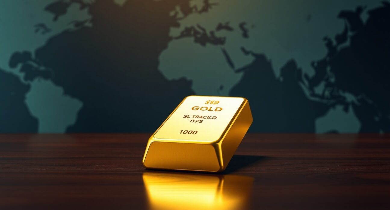 Gold bullion bar representing market stability amid US-Iran tensions and Federal Reserve policy uncertainty.