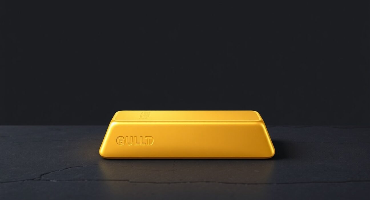 Gold bullion bar representing the falling gold price breaching below $4,600.