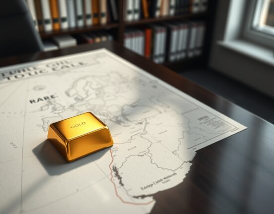 Gold bullion on a world map illustrating geopolitical drivers of gold prices according to TD Securities analysis.