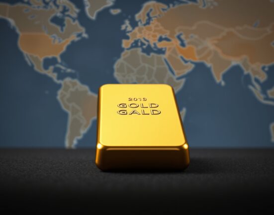 Gold bullion bar representing market consolidation amid Middle East tensions and US dollar strength.
