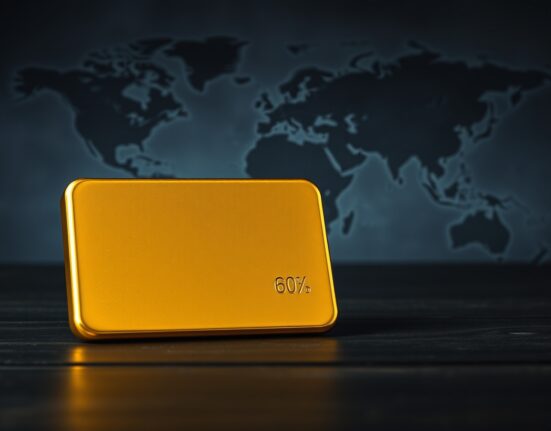 Gold bullion bar representing market consolidation during US-Iran ceasefire negotiations impacting currency values.