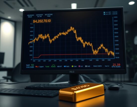 Gold price chart declining as inflation data and oil prices impact commodity markets.