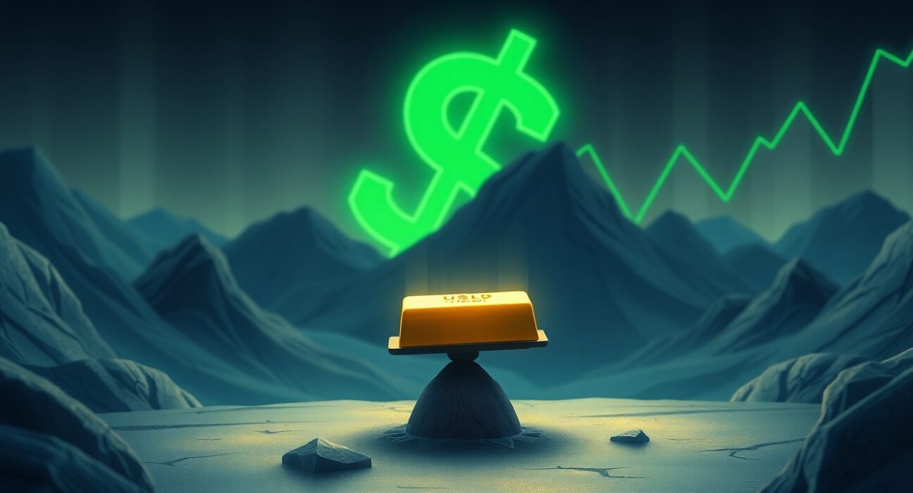 Gold price analysis showing impact of US dollar strength and Federal Reserve policy on precious metal value.